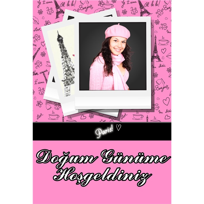 Paris Temalı Kişiye Özel Ayaklı Karşılama Panosu