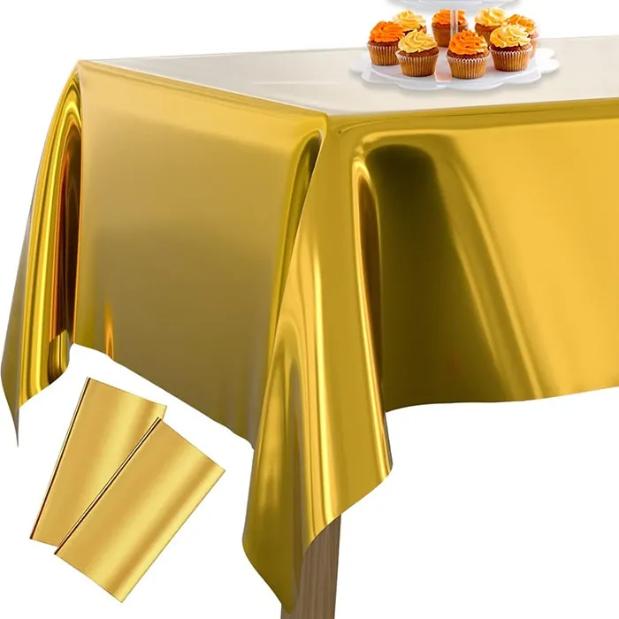 Parlak Gold Plastik Masa Örtüsü