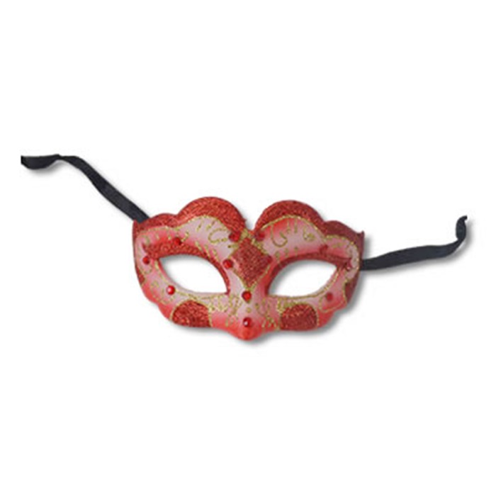 Kırmızı Renkli Desenli Parti Maskesi