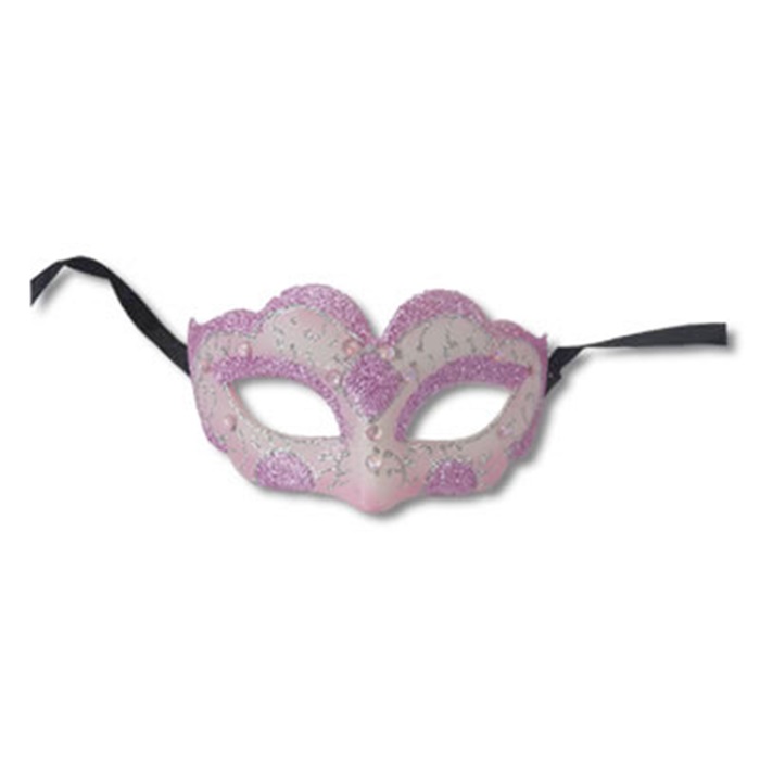 Pembe Renkli Desenli Parti Maskesi