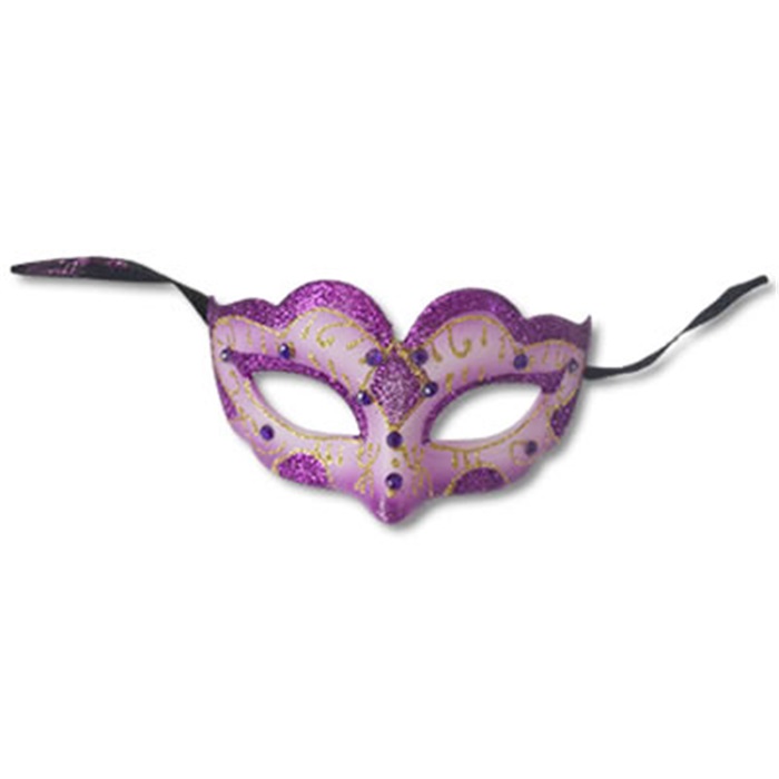 Mor Renkli Desenli Parti Maskesi