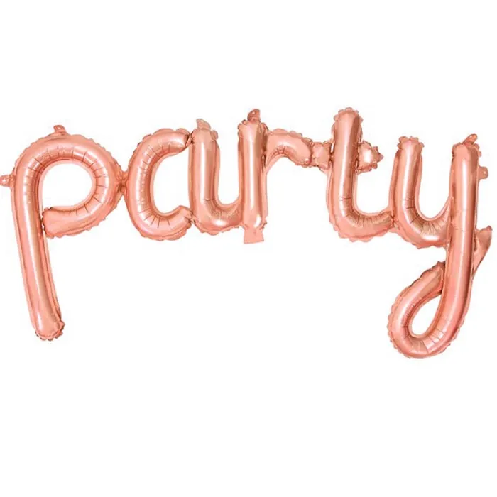 Party Yazılı Rose Gold Folyo Balon