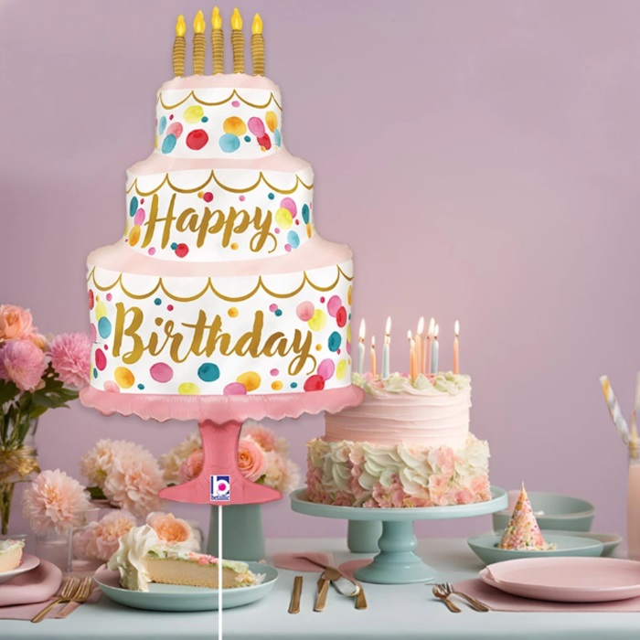 Satin Birthday Pink Cake Grabo Folyo Balon