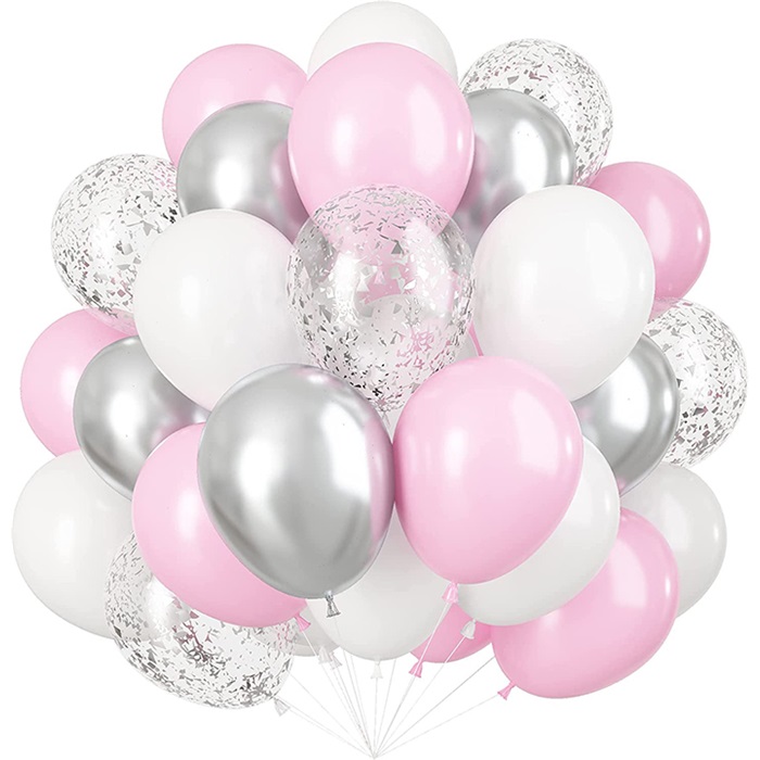 Pastel Krom Konfetili Balon Seti