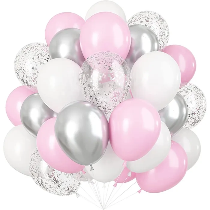 Pastel Krom Konfetili Balon Seti