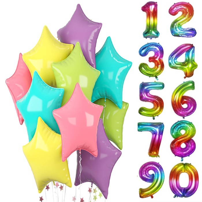 Pastel Renkler Gökkuşağı Folyo Balon Seti