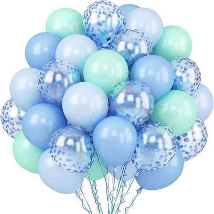 Pastel Renkli Mavi Yeşil Uçan Balon