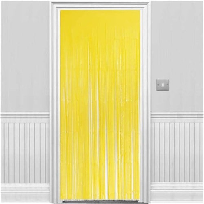 Pastel Sarı Renkli Kapı Perdesi