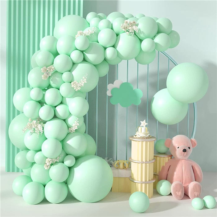 Pastel Su Yeşili Renkli Zincir Balon Seti