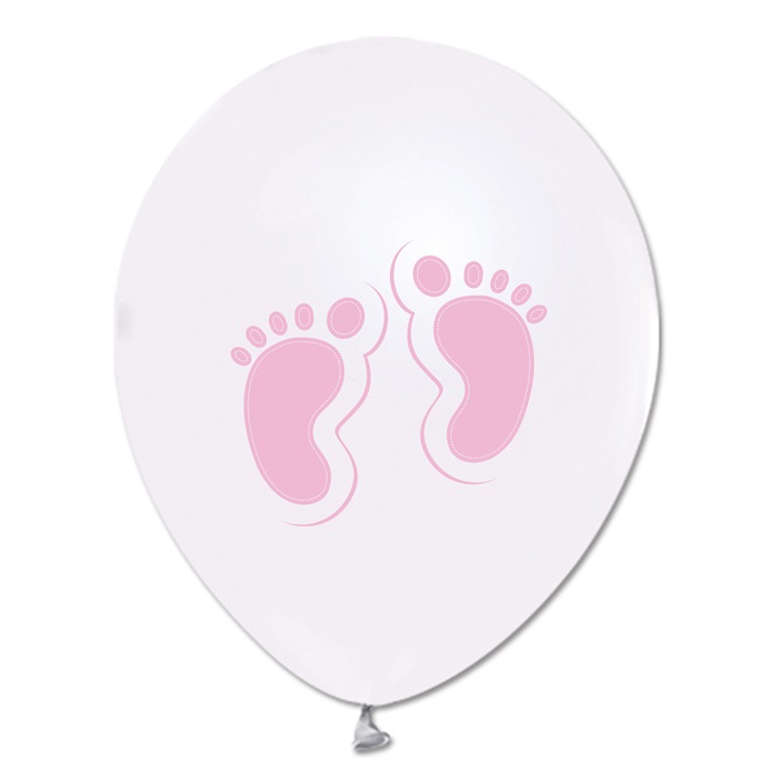 Pembe Renkli Bebek Ayağı Baskılı Balon