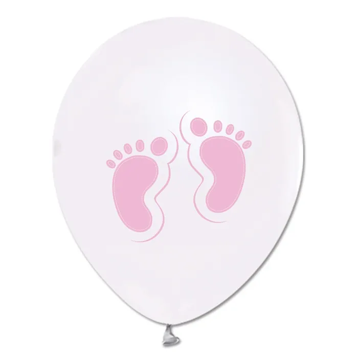 Pembe Renkli Bebek Ayağı Baskılı Balon