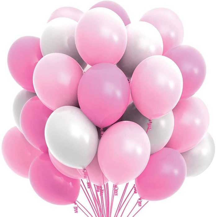 Pembe Beyaz Fuşya Renkli Pastel Balon