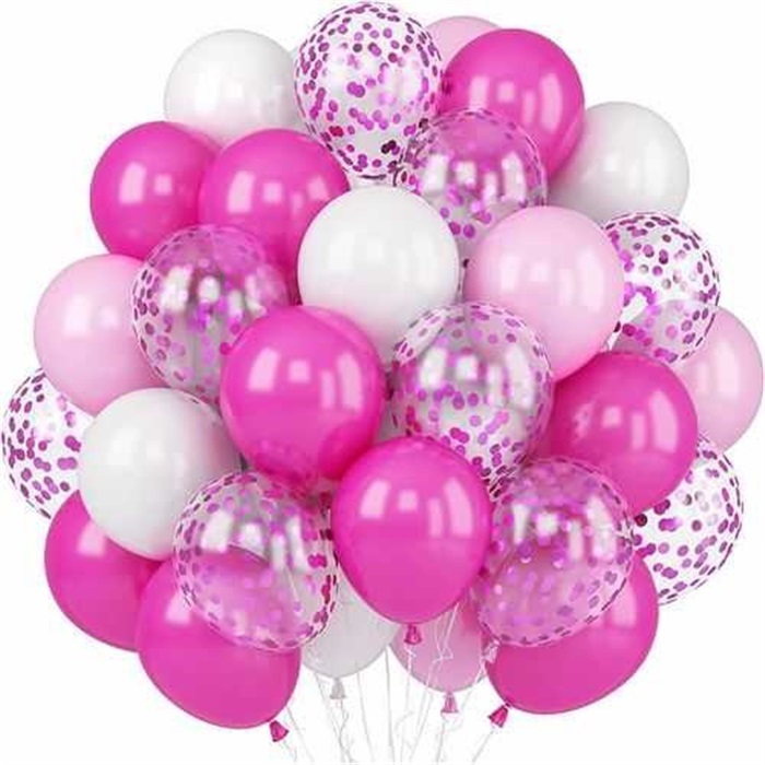 Pembe Beyaz Fuşya Renkli Uçan Balon