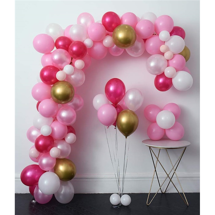 Zincir Balon Seti Pembe Beyaz Gold