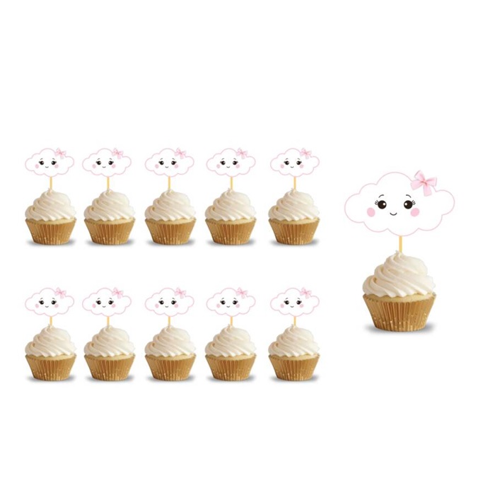 Pembe Bulut Cupcake Kürdan Süs