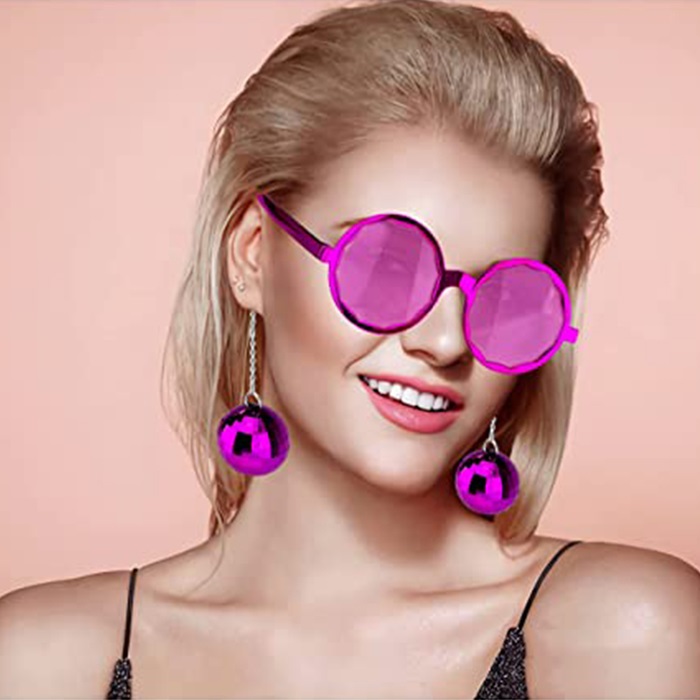 Fuşya Disko Küpeli Gözlük