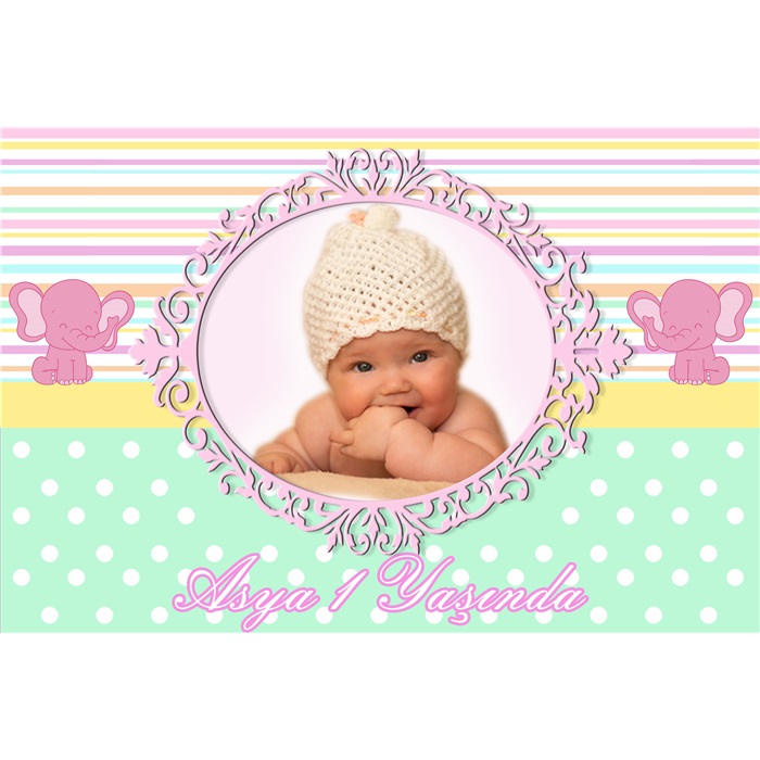 Pembe Fil Temalı Kişiye Özel Duvar Panosu