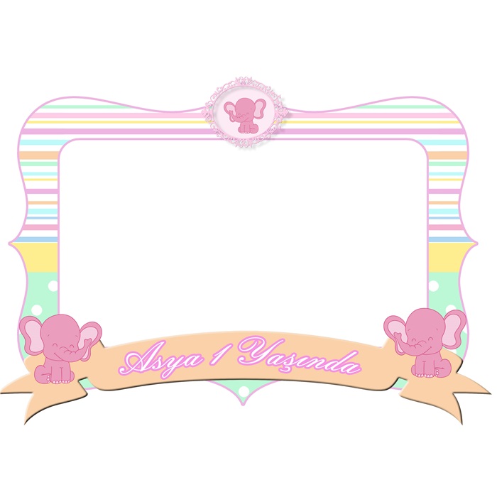 Pembe Fil Temalı Kişiye Özel Hatıra Fotoğrafı Çerçevesi