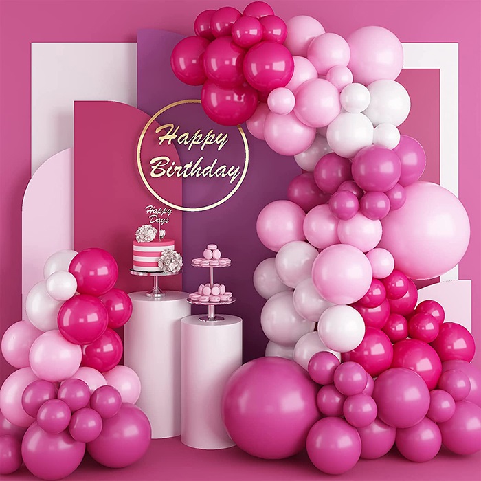 Pembe Fuşya Renkli Zincir Balon Seti