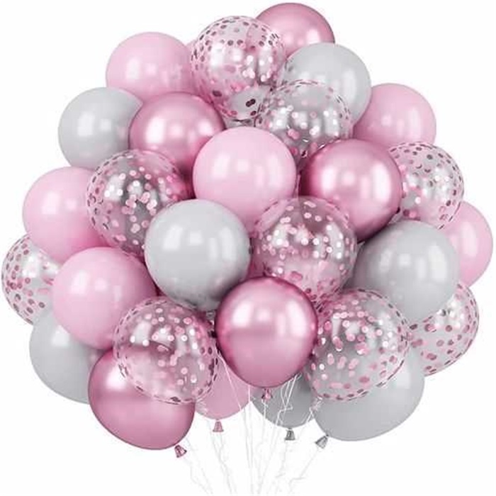 Pembe Gri Renkli Uçan Balon