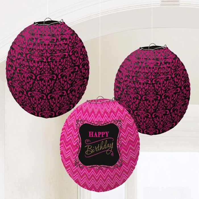 Amscan Fuşya Renkli Happy Birthday Fener Süs