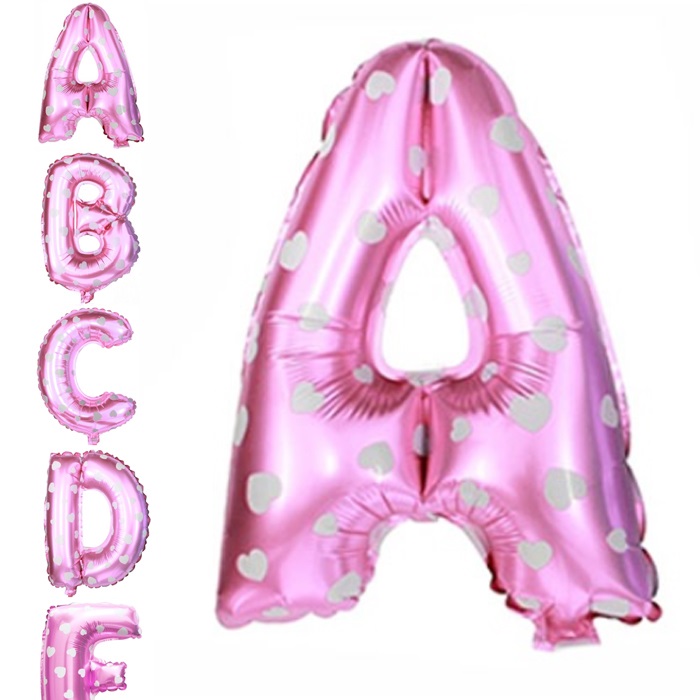 Pembe Kalpli Harf Folyo Balon