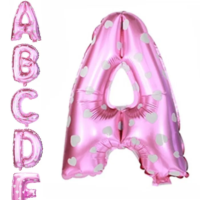 Pembe Kalpli Harf Folyo Balon