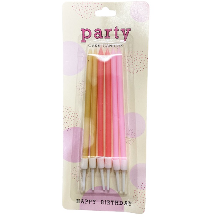 Pembe Kırmızı Gold Renkli Çubuk Pasta Mumu