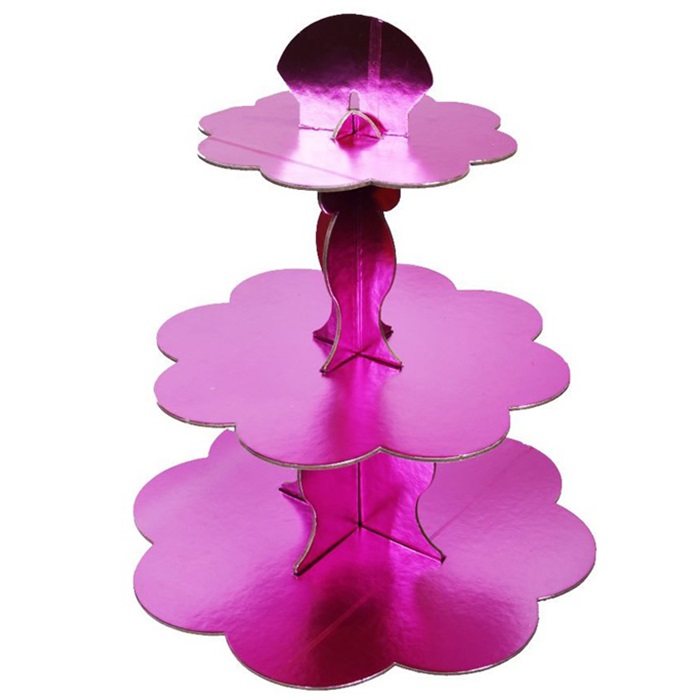 Fuşya Metalik Cupcake Kek Standı