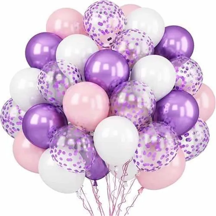 Pembe Mor Beyaz Renkli Uçan Balon