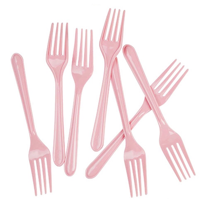 Pembe Plastik Çatal 24 Adet