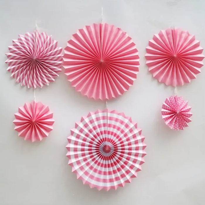 Pembe Beyaz Renkli Yelpaze Doğum Günü Seti