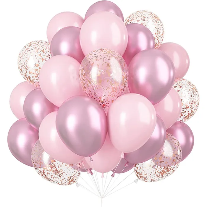 Pembe Renkler Konfetili Balon Seti