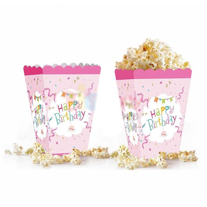 Pembe Renkli Happy Birthday Mısır Kutusu