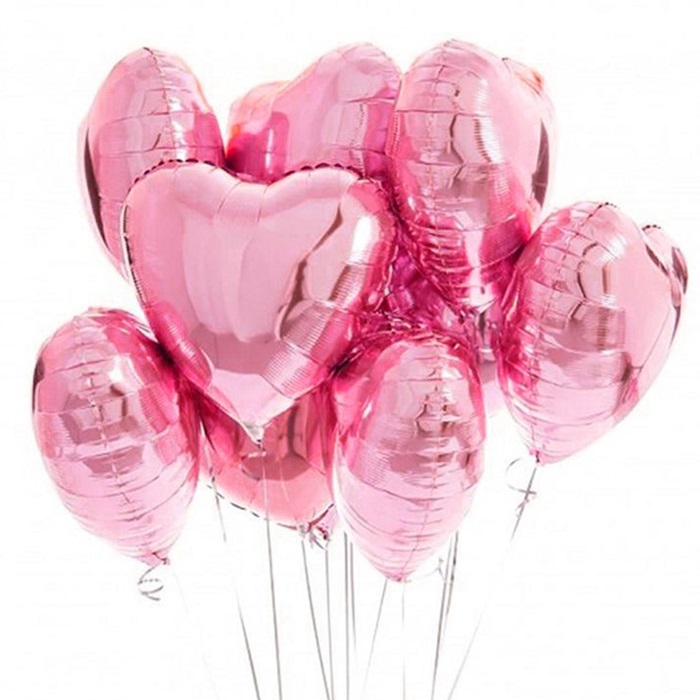 Pembe Renkli Kalp Folyo Balon