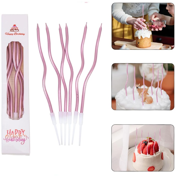 Pembe Renkli Kıvrık Pasta Mumu