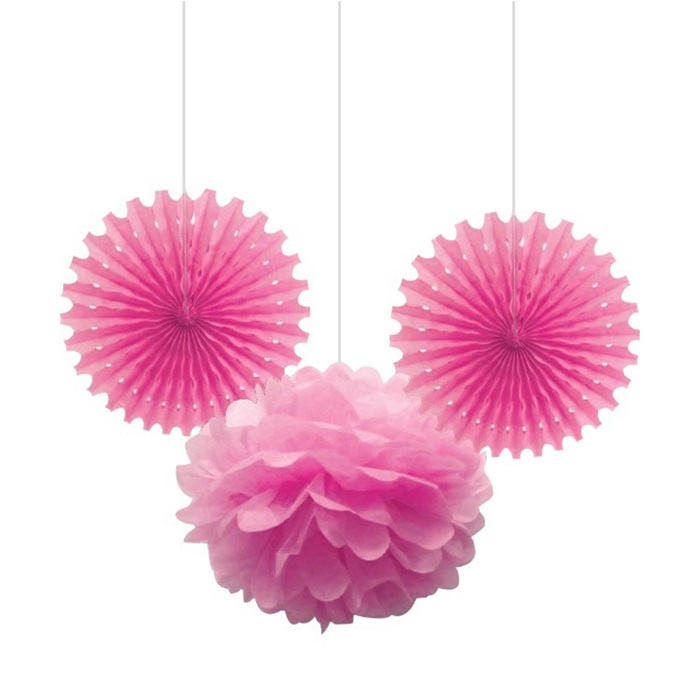 Pembe Renkli Ponpon Çiçek Seti