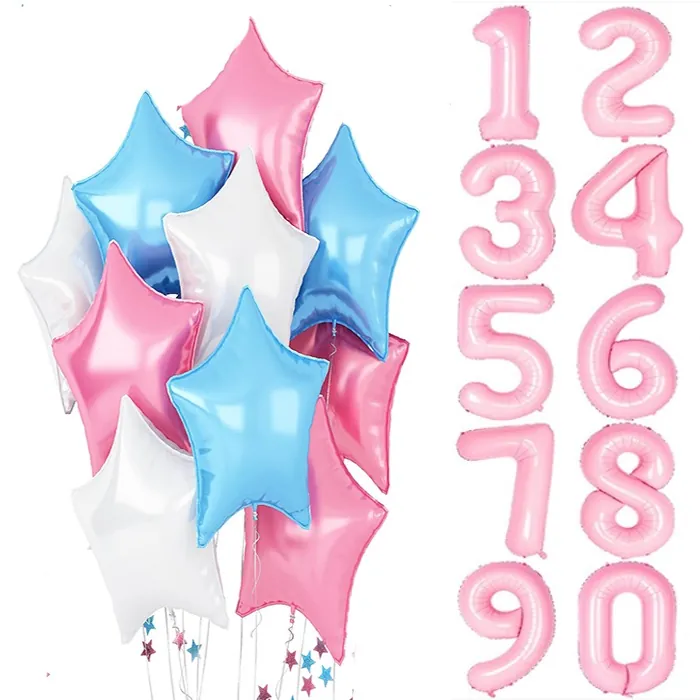 Pembe Renkli Rakam Balon Seti