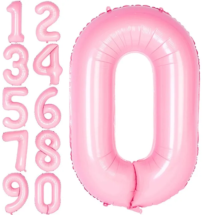 Pembe Renkli Rakam Folyo Balon