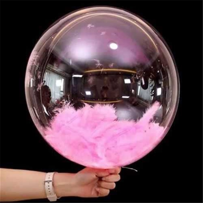 Pembe Tüylü Şeffaf Balon 60 Cm