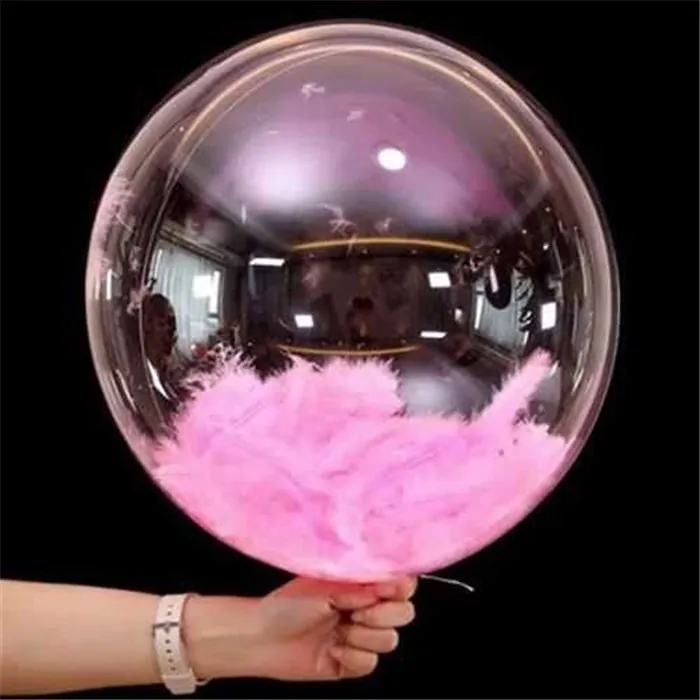 Pembe Tüylü Şeffaf Balon 60 Cm