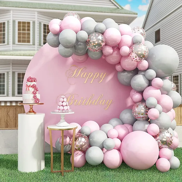 Pembe Ve Duman Renkli Zincir Balon Seti