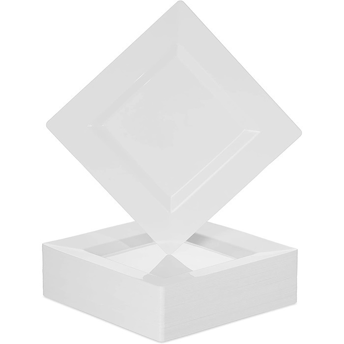 Plastik Porselen Görünümlü Kare Beyaz Tabak