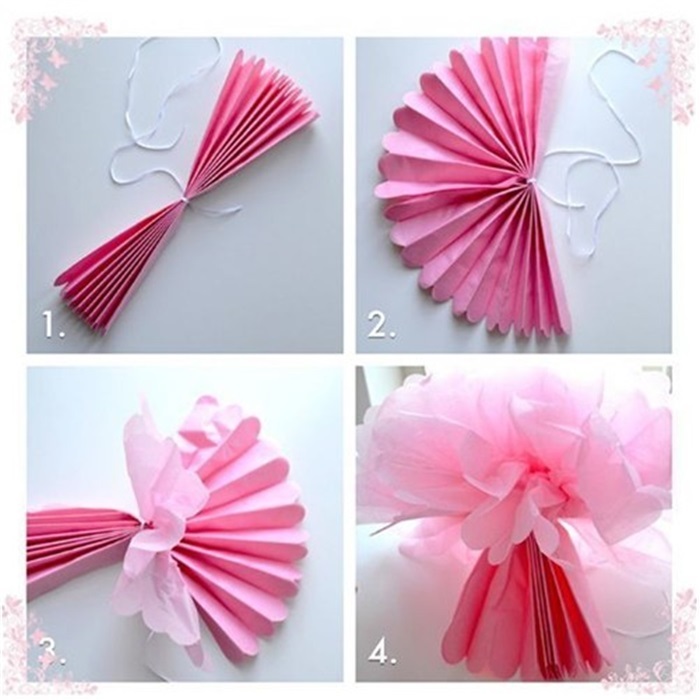 Amscan Lüks Buz Beyaz Renkli Ponpon Çiçek