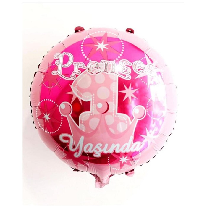 Pembe Prenses 1 Yaşında Folyo Balon