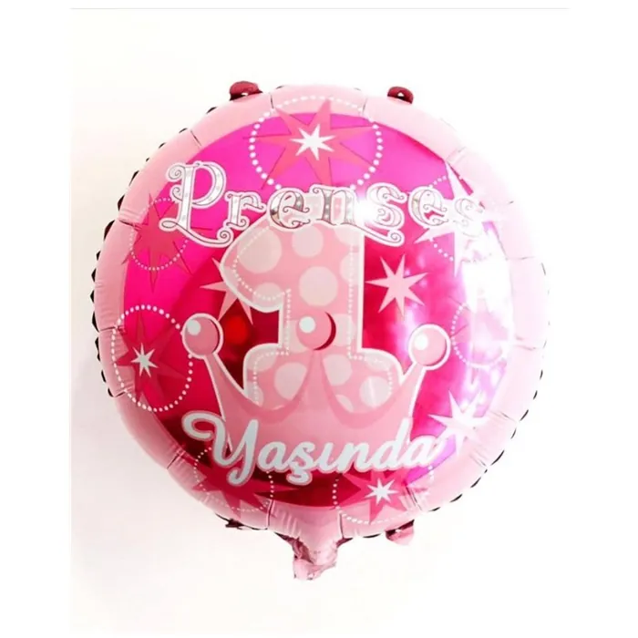 Pembe Prenses 1 Yaşında Folyo Balon