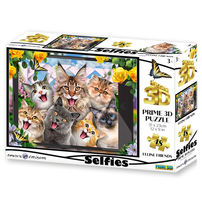 Prime 3D Sevimli Kediler Selfie 48 Parça Puzzle
