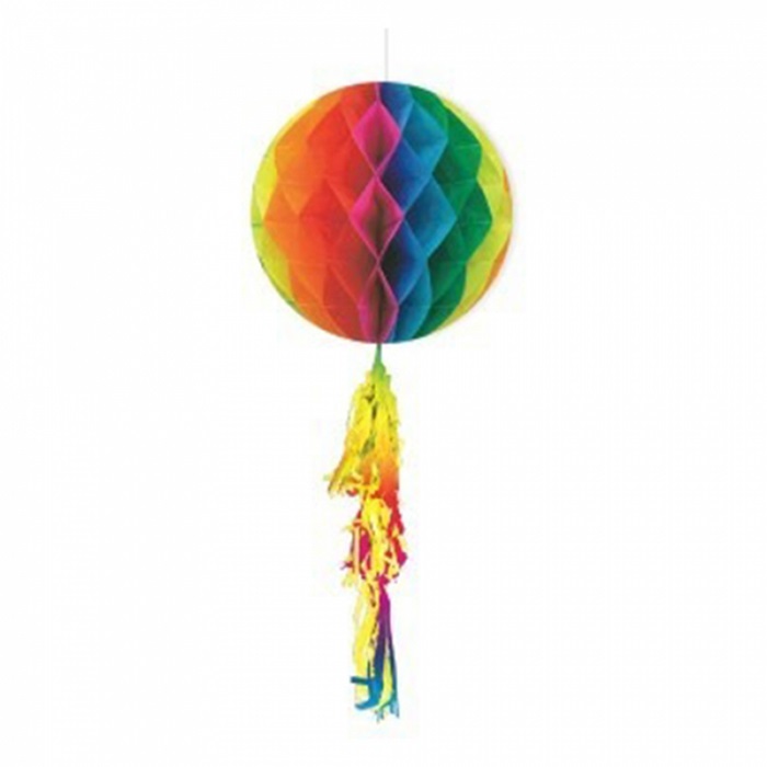 Püsküllü Gökkuşağı Renkli Petek Süs