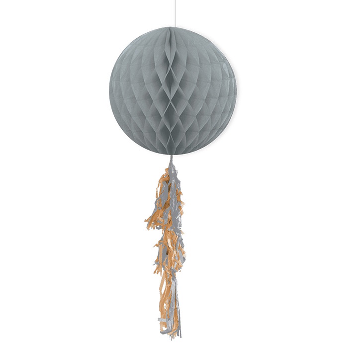 Püsküllü Gri Renkli Petek Süs