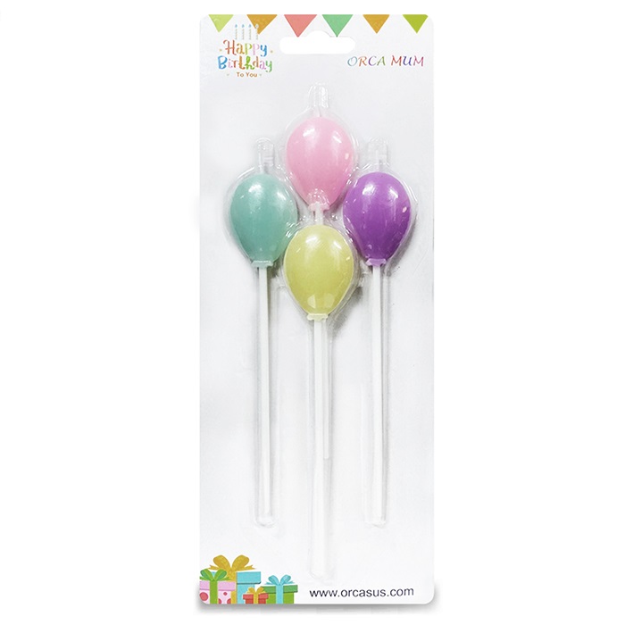 Pastel Renkli Balon Figürlü Pasta Mum